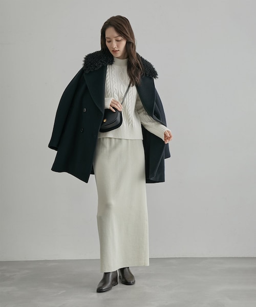 ROPE'(ロペ)の「【一部店舗限定】カシミヤブレンド ケーブルビルドネックニットプルオーバー(ニット/セーター・レディース・オフホワイト/ネイビー系・F)」の12枚目の写真