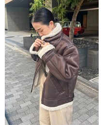 Ungrid | フェイクムートンボアブルゾン(ムートンコート)