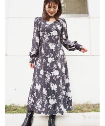 MERCURYDUO | フラワープリントバックリボンワンピース(ワンピース)