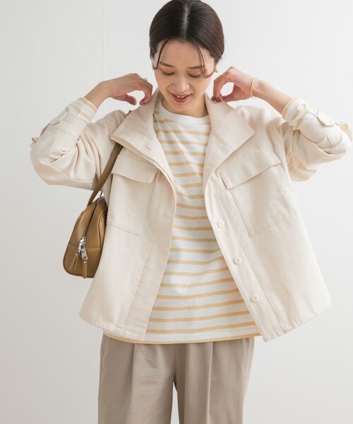 URBAN RESEARCH DOORS(アーバンリサーチドアーズ)の「ミリタリースタンドカラージャケット(ミリタリージャケット・レディース・NATURAL/KHAKI・M)」の10枚目の写真
