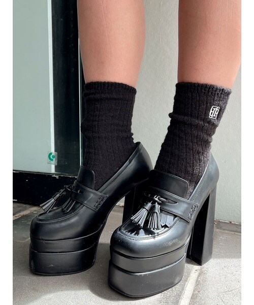 GYDA（ジェイダ）の「チャンキーヒールローファーパンプス（ローファー・レディース・ブラック/ブラウン・S/M/L）」の9枚目の写真