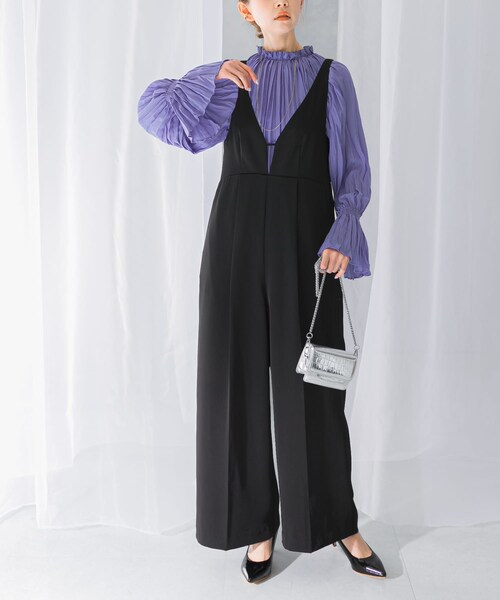 URBAN RESEARCH ROSSO（アーバンリサーチロッソ）の「ワイドパンツデザインオールインワン（サロペット/オーバーオール・レディース・BLACK/BEIGE・36/38）」の6枚目の写真