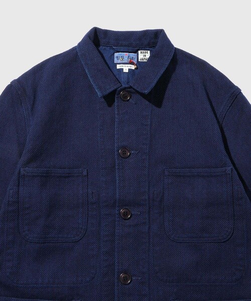 ADAM ET ROPE'（アダムエロペ）の「【BLUE BLUE JAPAN/ブルーブルージャパン】ホンアイニジュウオリサシコカバーオール（カバーオール・メンズ・ネイビー・L/XL）」の4枚目の写真