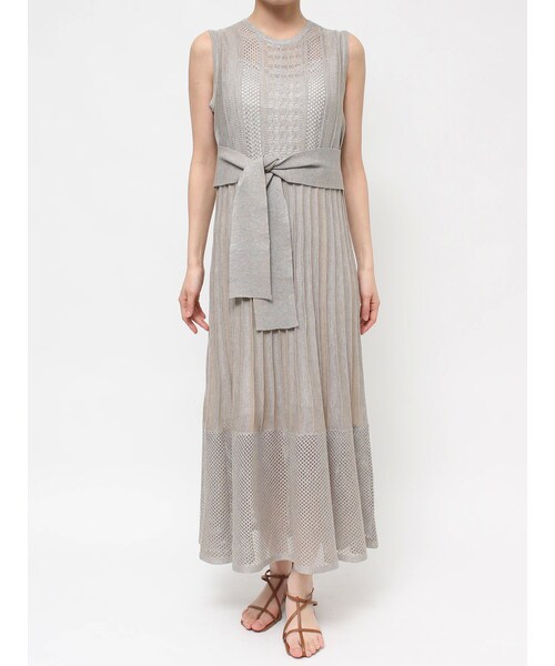 LAGUNAMOON（ラグナムーン）の「ストライプメッシュニットワンピース（ワンピース・レディース・グレー/ブラック・S/M）」の2枚目の写真