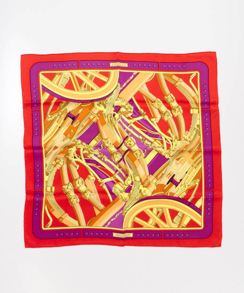 URBAN RESEARCH ROSSO（アーバンリサーチロッソ）の「江口洋品店　HERMES カレ70スカーフ RYTHMES黒タグ（バンダナ/スカーフ・レディース・レッド系・-）」の2枚目の写真