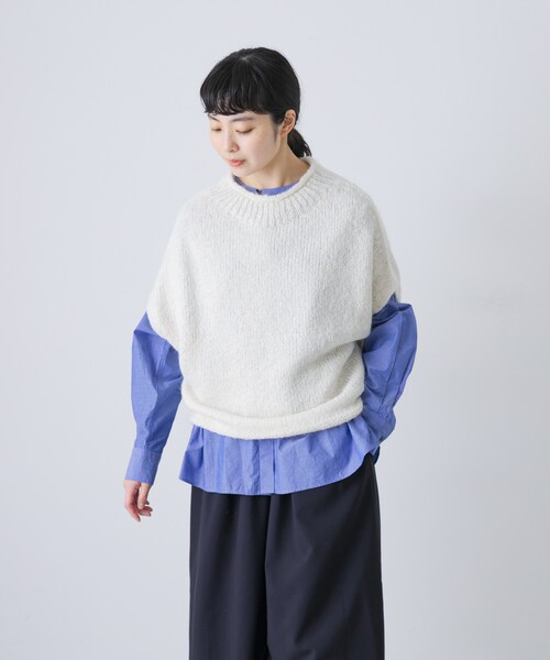 かぐれ（カグレ）の「アルパカルーズベスト（ニット/セーター・レディース・IVORY/GRAY/DARK GRAY・Free）」の8枚目の写真
