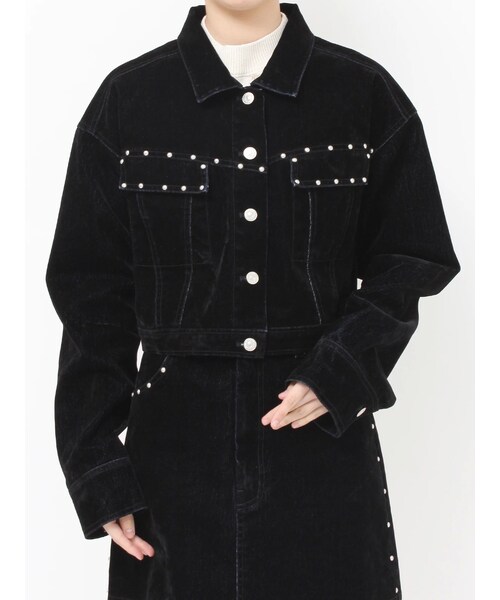 MURUA（ムルーア）の「フロッキーデニムジャケット【セット販売対象】（デニムジャケット・レディース・グレー/ブラック/ボルドー・F）」の5枚目の写真