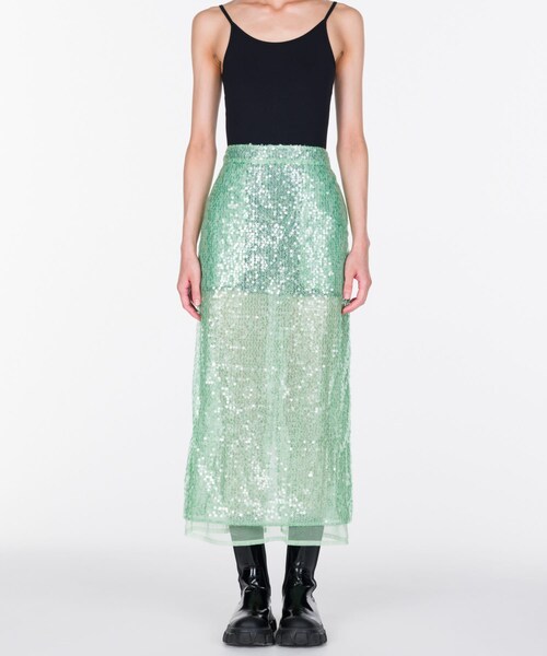 URBAN RESEARCH（アーバンリサーチ）の「VIVIANO　Sequins Midi Skirt（スカート・レディース・GREEN・M）」の3枚目の写真