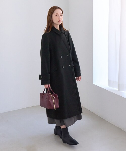 ROPE' PICNIC(ロペピクニック)の「JAPAN FABRIC ダブルチェスターロング丈ウールコート(チェスターコート・レディース・ブラック/グレー/ベージュ系/ラベンダー・F)」の12枚目の写真
