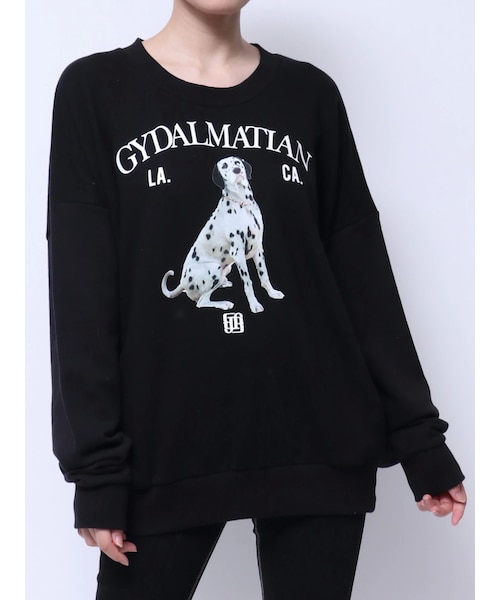 GYDA（ジェイダ）の「GYDALMATIAN PHOTOトップス（スウェット・レディース・オフホワイト/ブラック・F）」の2枚目の写真