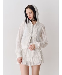 jouetie | レースクロップドZIPフーディー【セットアップ対応】(その他トップス)