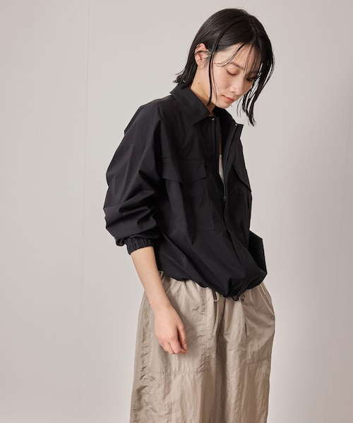 NERGY（ナージー）の「【ウォッシャブル対応】ナイロンZIPウィンドブレーカー（ナイロンジャケット・レディース・ブラック/キナリ・F）」の3枚目の写真