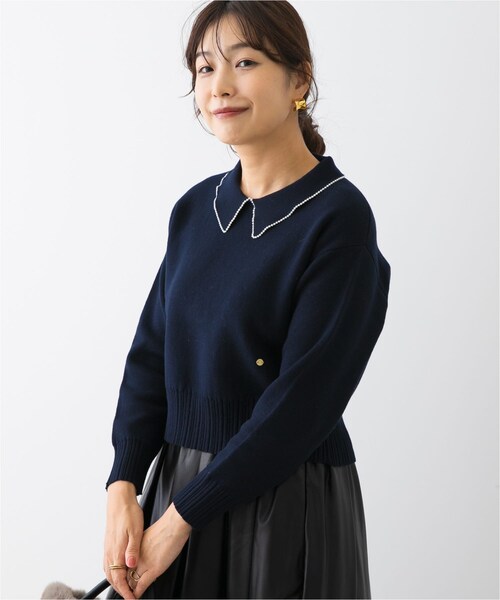 URBAN RESEARCH ROSSO（アーバンリサーチロッソ）の「F by ROSSO　コットンカシミヤ衿パールニット（ニット/セーター・レディース・OFF WHITE/GRAY/NAVY・Free）」の14枚目の写真