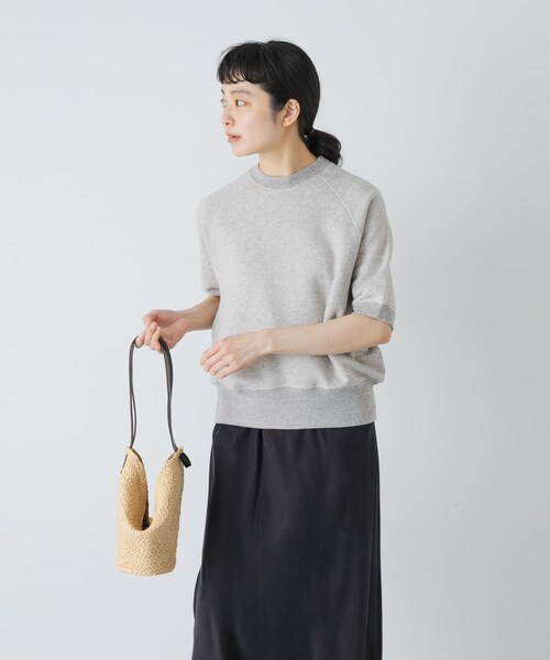 かぐれ（カグレ）の「コットンリヨセル半袖スウェット（スウェット・レディース・LIGHT GRAY/OATMEAL/NAVY・Free）」の6枚目の写真