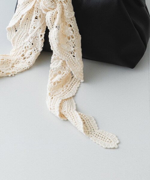 RODE SKO（ロデスコ）の「レースニットバブーシュカ（バンダナ/スカーフ・レディース・OFF/DARK BROWN・one）」の4枚目の写真