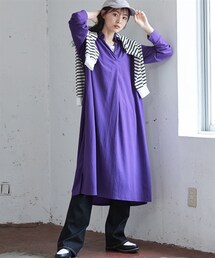 nissen | 大きいサイズ美ラクRUタッチデザインワンピース（接触冷感・UVカット）(ワンピース)