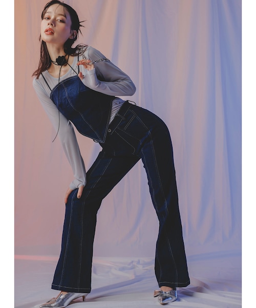 VIS（ビス）の「【ANOTHERA】デニムフレアパンツ【セットアップ対応】（デニムパンツ・レディース・ブラック/ネイビー・M/S）」の6枚目の写真