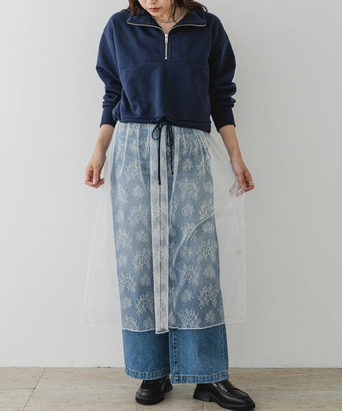 URBAN RESEARCH ROSSO（アーバンリサーチロッソ）の「F by ROSSO　チュールレースレイヤードスカート（スカート・レディース・WHITE/BLACK・FREE）」の8枚目の写真