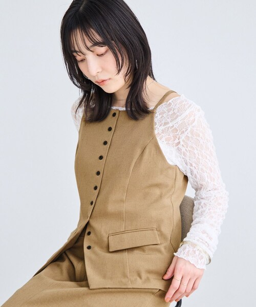 VIS(ビス)の「サマーツィードボタンアップキャミトップス/セットアップ対応(キャミソール・レディース・チャコール/オフホワイト/ベージュ系・F)」の22枚目の写真