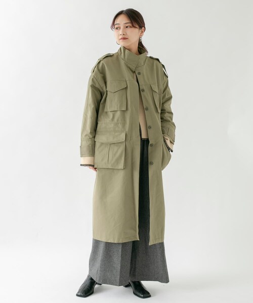 KBF(ケイビーエフ)の「ドロストミリタリーコート(ミリタリージャケット・レディース・BEIGE/KHAKI/ORANGE・one)」の21枚目の写真