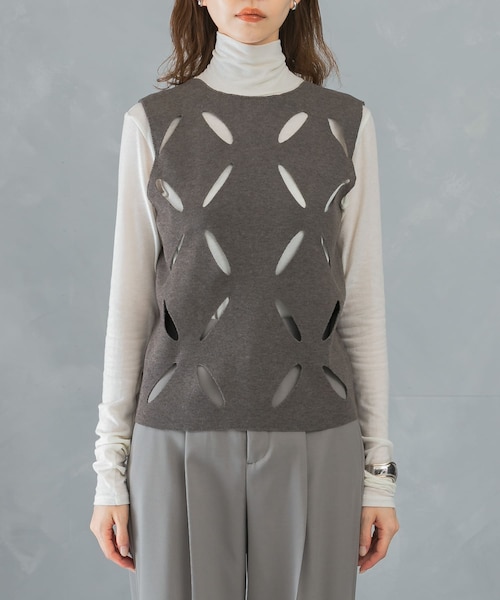 leinwande　Flower Knitted Top