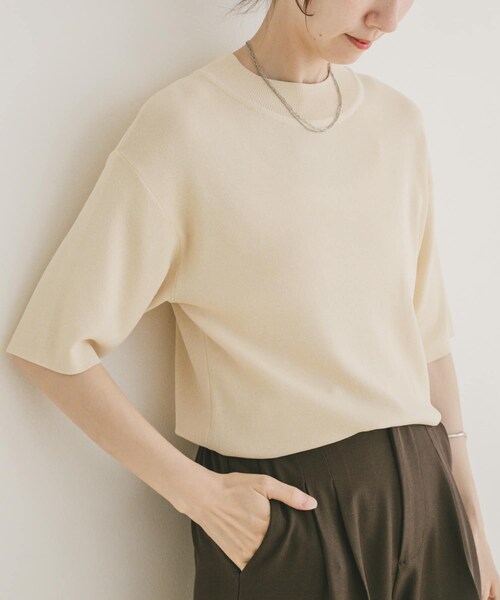 ITEMS URBANRESEARCH（アイテムズ アーバンリサーチ）の「ソウバリハンソデニット（ニット/セーター・レディース・BLK/OFF/K.BEG・FREE）」の6枚目の写真