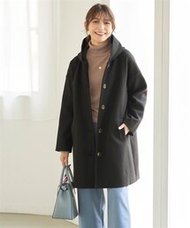 nissen | 大きいサイズ　洗濯機で洗えるフェイクウールフード付コート（抗菌防臭・消臭）(ステンカラーコート)