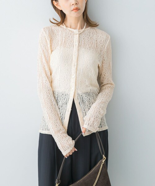 URBAN RESEARCH ROSSO（アーバンリサーチロッソ）の「ラメレースカットソー（Tシャツ/カットソー・レディース・IVORY/BLACK・FREE）」の3枚目の写真