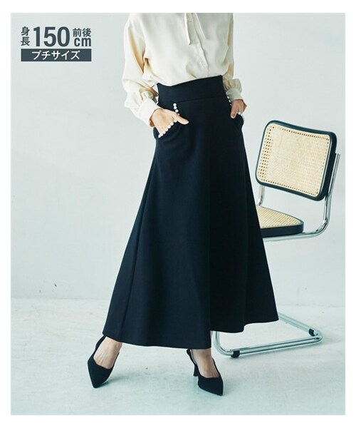 nissen（ニッセン）の「小さいサイズ　Aラインフレアスカート（セットアップ対応）　低身長さん・小柄女性（スカート・レディース・ブラック・PS）」の2枚目の写真