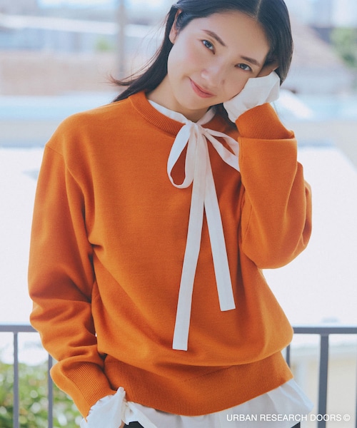 URBAN RESEARCH DOORS（アーバンリサーチドアーズ）の「『仁村紗和さん着用』『UR TECH 200日ニット』スウェットライクプルオーバー（ニット/セーター・レディース・L.GRAY/MINT/ORANGE/BROWN/OFF/D.RED/杢CHARCOAL・M）」の10枚目の写真