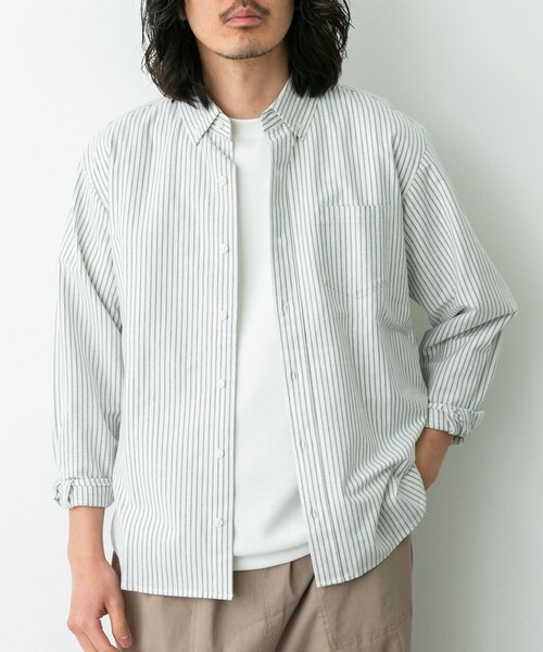 URBAN RESEARCH Sonny Label（アーバンリサーチサニーレーベル）の「抗菌オックスボタンダウン長袖シャツ（シャツ/ブラウス・メンズ・ホワイト/サックス/ネイビー/オフストライプ/ブルーストライプ・S/M/L/XL）」の19枚目の写真