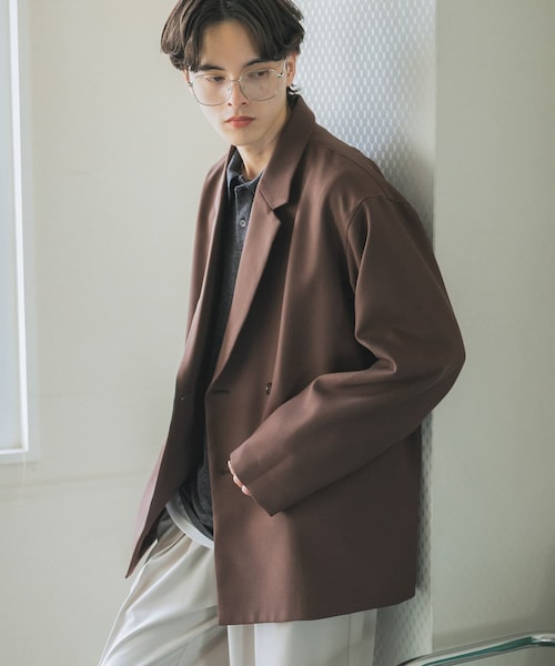 SENSE OF PLACE by URBAN RESEARCH（センスオブプレイスバイアーバンリサーチ）の「『撥水/防花粉』SKINProofダブルテーラードジャケット（テーラードジャケット・メンズ・BLACK/BROWN/BLUE GRAY・M/L）」の2枚目の写真