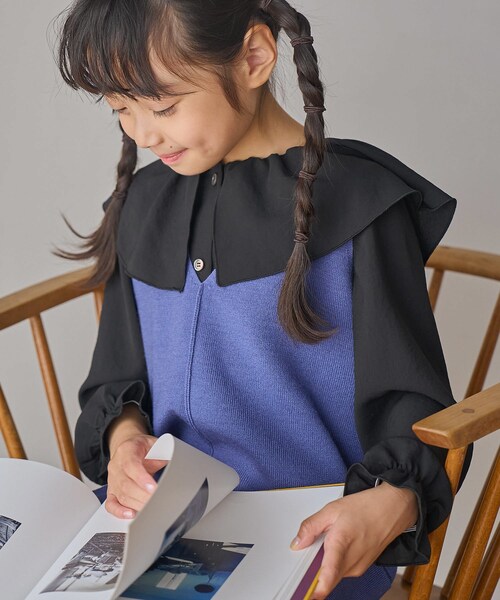 ROPE' PICNIC（ロペピクニック）の「【KIDS】フレアカラーブラウス（シャツ/ブラウス・キッズ・ブラック/クリーム・120/130/140/150）」の2枚目の写真