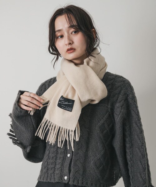 SENSE OF PLACE by URBAN RESEARCH（センスオブプレイスバイアーバンリサーチ）の「カシミヤミックスウールストール（マフラー・レディース・BLACK/IVORY/MOCHA・one）」の22枚目の写真