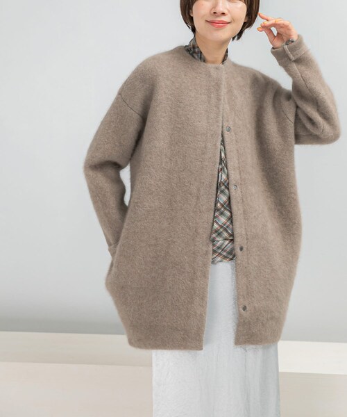 URBAN RESEARCH ROSSO（アーバンリサーチロッソ）の「ELENDEEK　CREW-NECK RACCOON MIX WCARDIGAN（カーディガン/ボレロ・レディース・BRD/L.YLW/BGE・1/2）」の6枚目の写真