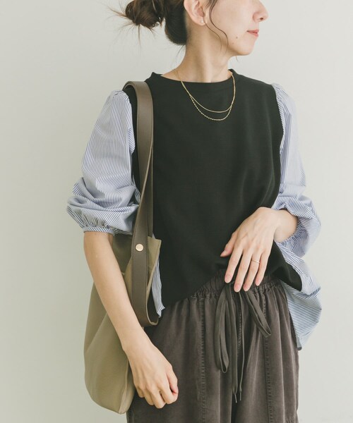 ITEMS URBANRESEARCH（アイテムズ アーバンリサーチ）の「フハクキリカエプルオーバー（Tシャツ/カットソー・レディース・BLK/NVY/BEG・FREE）」の4枚目の写真