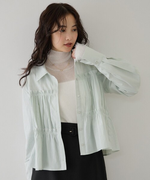 VIS（ビス）の「ビスチェシャーリングシャツ（シャツ/ブラウス・レディース・ベージュ系/グリーン系/ブルー系・F）」の10枚目の写真