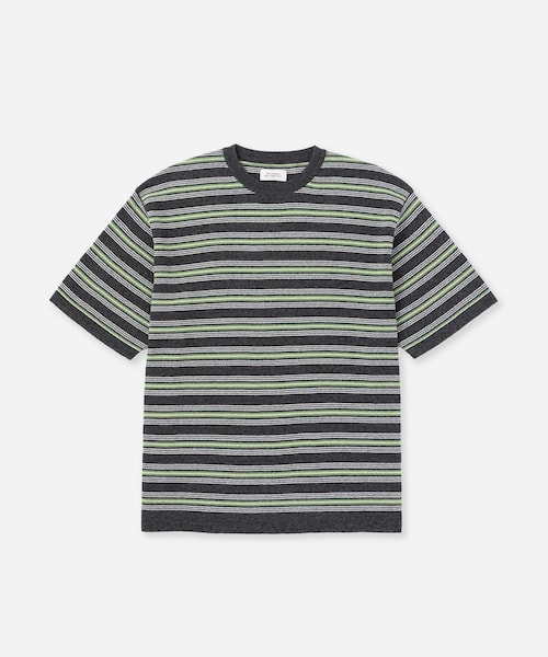 Saturdays NYC(サタデーズ ニューヨークシティ )の「Pacho Stripe Knit Top(Tシャツ/カットソー・レディース・ブラック系/パープル・L/M/S/XL)」の1枚目の写真