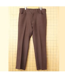 Levi's | 70s 80s USA Levis ACTION SLACKS リーバイス スラックス ポリパン ノータック ブラウン W36相当 アメリカ古着(スラックス)
