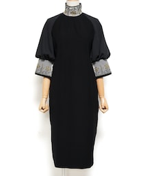 LOKITHO | LOKITHO（ロキト）  コンビエンブハーフスリーブドレス（イエローxブラック/サイズ1）(ドレス)