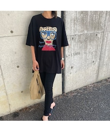 copine | おしゃれアニマルプリントtシャツ(ブラック)(Tシャツ/カットソー)