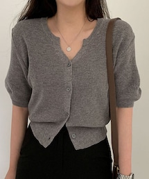 DHOLIC | クロップド半袖ニットカーディガン(カーディガン/ボレロ)