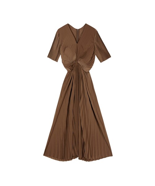 JNBY（ジェーエヌビーワイ）の「Classy Fit and Flare Pleated Polyester Dress（ドレス・レディース・ブラック/ブラウン・36/38/40）」の2枚目の写真