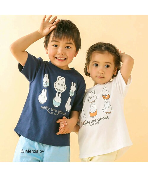 SLAP SLIP（スラップスリップ）の「【miffyコラボアイテム】ミッフィーおばけミッフィープリントパッチ刺しゅう半袖Tシャツ (80～130cm)（Tシャツ/カットソー・キッズ・ホワイト/ブルー・110）」の2枚目の写真