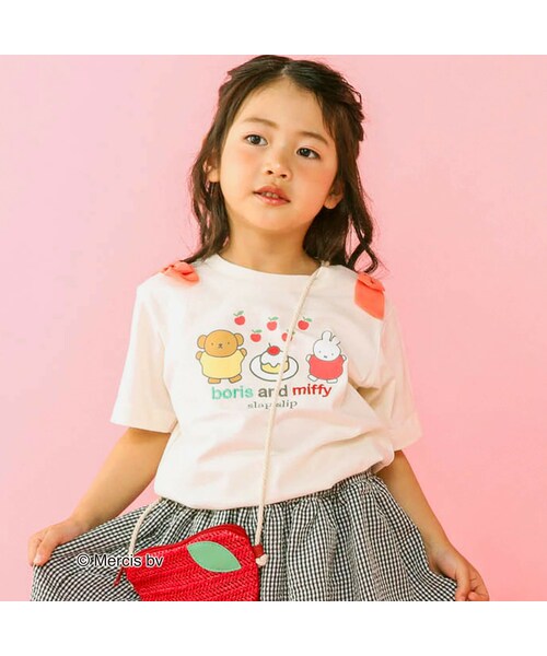 SLAP SLIP(スラップスリップ)の「【miffyコラボアイテム】ミッフィーとおともだち前面プリント肩リボン付半袖Tシャツ (80~130cm)(Tシャツ/カットソー・キッズ・ピンク/ホワイト・110)」の2枚目の写真