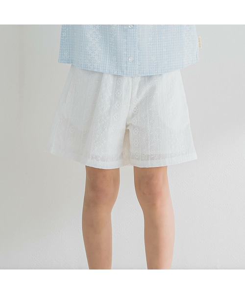 SLAP SLIP（スラップスリップ）の「レースチェック柄リボン付ショートパンツ(90~130cm)（その他パンツ・キッズ・ブルー/ホワイト・110）」の2枚目の写真