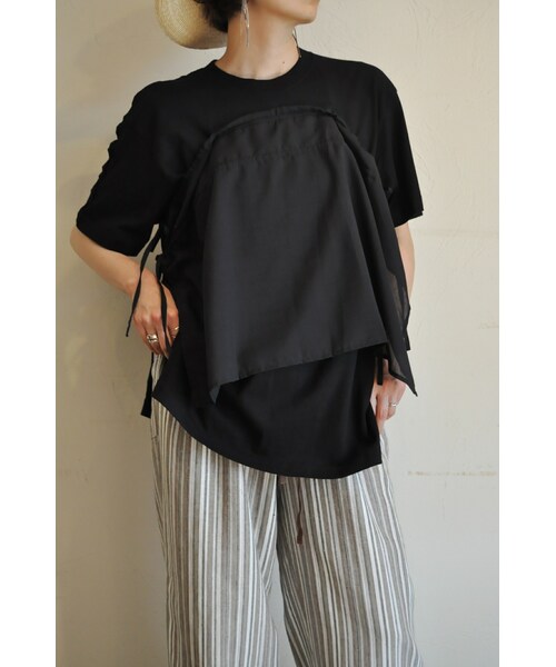 RehersalL(リハーズオール)の「ソフトオーガンジーリボンT(Tシャツ/カットソー・レディース・ホワイト/ブラック・one)」の2枚目の写真