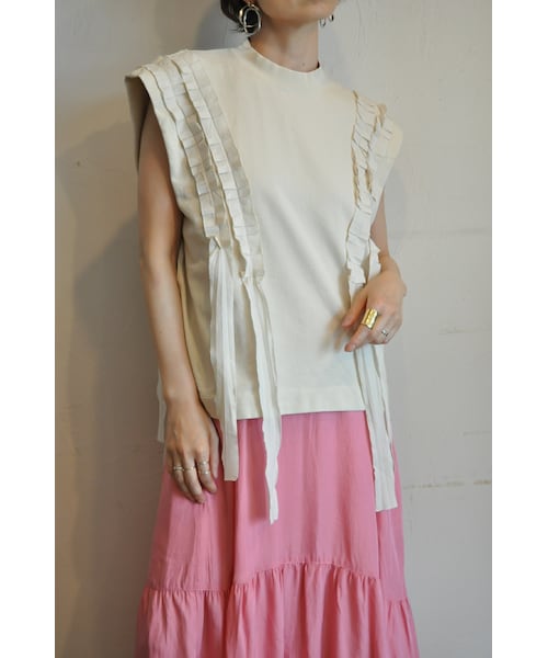 --（--）の「スウェットフレンチスリーブ（タンクトップ・レディース・グリーン/ホワイト/ブルー/ブラウン/イエロー・one）」の2枚目の写真