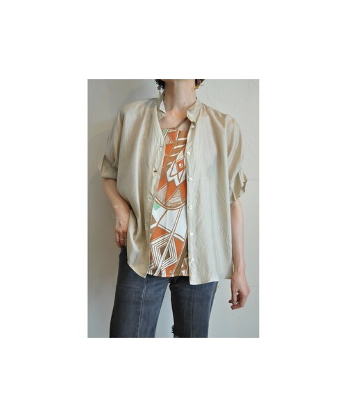 hippiness（ヒッピネス）の「キュプラタックスリーブブラウス（シャツ/ブラウス・レディース・レッド/ベージュ/ホワイト/ピンク/ブルー/グレー・one）」の4枚目の写真