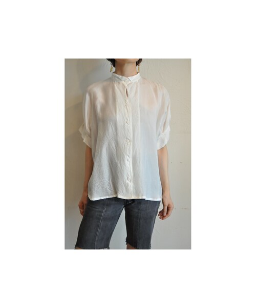 hippiness（ヒッピネス）の「キュプラタックスリーブブラウス（シャツ/ブラウス・レディース・レッド/ベージュ/ホワイト/ピンク/ブルー/グレー・one）」の2枚目の写真